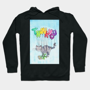 Thank you cat on blue background Hoodie